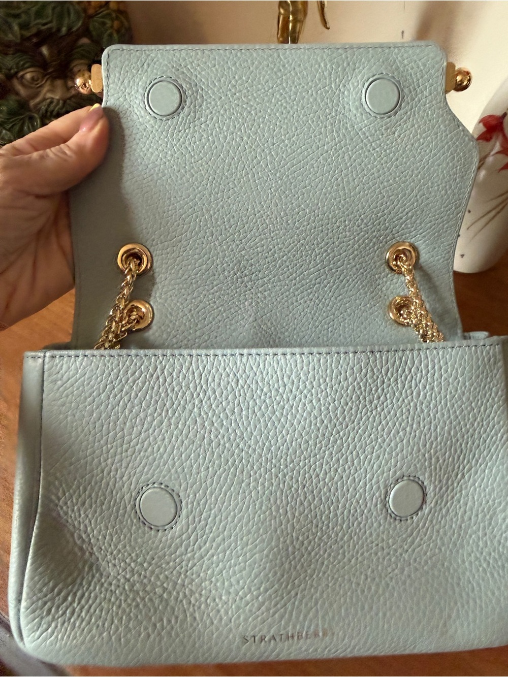 Strathberry East/West Mini — Duck Egg Blue Soft Grain Leather - Picture 6 of 9